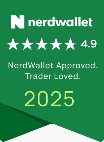 NerdWallet: rated 4.9, NerdWallet Approved, Trader Loved 2025